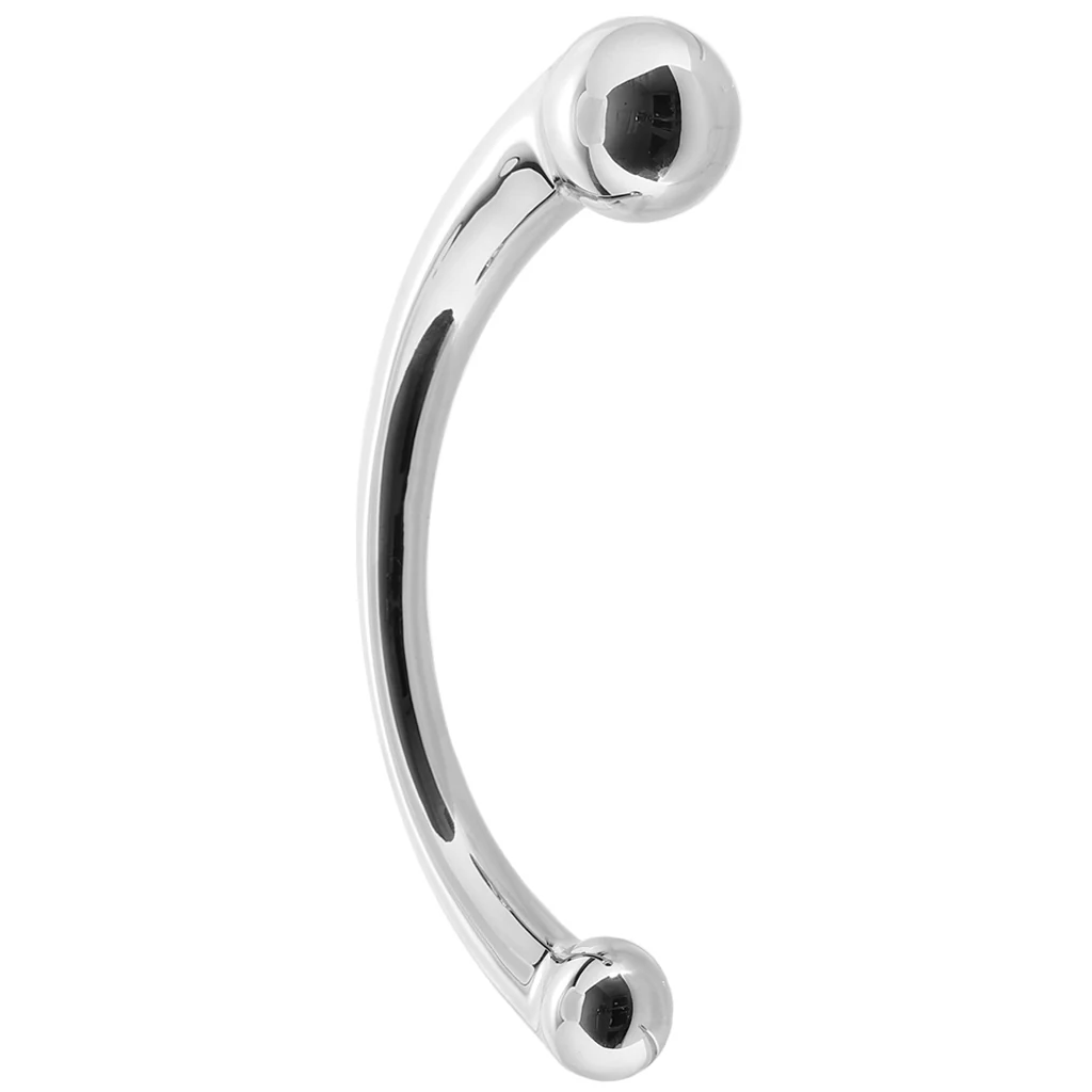 PinkCherry 8 Inch Stainless Steel Curved G-Spot Dildo